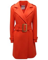 Moschino - Jassen ,Oranje ,Wol Oranje Wollen Trenchcoat Met Verstelbare Riem - Lyst