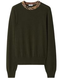 Burberry - Grauer Strickpullover Mit Karodetail - Lyst