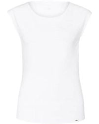 Marc Cain - Tops ,Wit ,Basic Shirt Met Wijde Halslijn - Lyst
