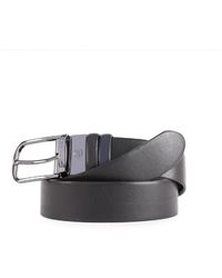 Piquadro - Accessoires ,Zwart ,Leer Omkeerbare Leren Riem Met Gesp - Lyst