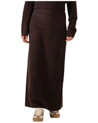 Notre-v - Rokken ,Bruin ,Polyester Bruine Maxi Rok Voor Herfst/Winter - Lyst