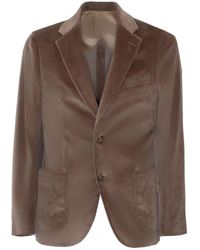 Lardini - Jassen ,Bruin ,Bruine Corduroy Blazer Met Knoopsluiting - Lyst