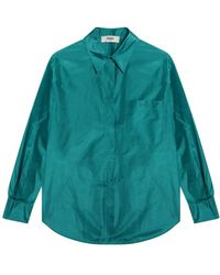Fendi - Overhemden ,Groen ,Zijden Taftzijde Overhemd - Lyst