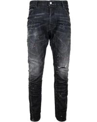 DSquared² - Knopf jeans mit leder patch - Lyst