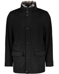 Paul & Shark - Jassen ,Zwart ,Polyester Chinchilla Bontkraag Jas - Lyst