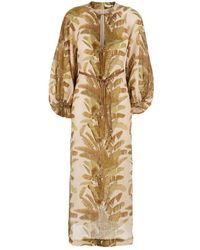 Zimmermann - Kleedjes ,Bruin ,Linnen Ascension Midi Jurk - Lyst
