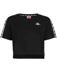 Kappa - Reflecterende Daisy Cropped T-Shirt Zwart - Lyst