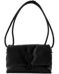 Ami Paris - Schwarze Leder-Schultertasche Mit Kette - Lyst