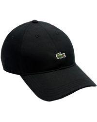 Lacoste - Schwarze unstrukturierte kappe mit kleinem logo - Lyst