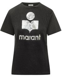 Isabel Marant - Tops ,Zwart ,Linnen Zewel Gz T-Shirt - Lyst