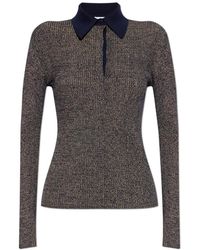 Ferragamo - Truien & Vesten ,Blauw ,Wol Polo Met Lange Mouwen - Lyst