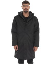 EA7 - Jassen ,Zwart ,Polyester Tech Zip Hooded Jacket Met Zakken - Lyst