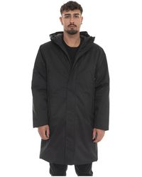EA7 - Jassen ,Zwart ,Polyester Tech Zip Hooded Jacket Met Zakken - Lyst