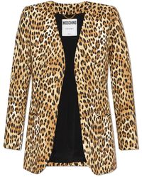 Moschino - Jassen ,Bruin ,Wol Blazer Met Dierenmotief - Lyst