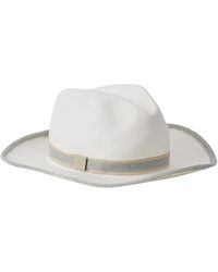 Le Tricot Perugia - Accessoires ,Wit ,Polyester Zilver Metallic Trim Panama Hoed - Lyst