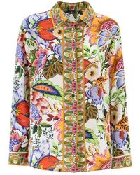 Etro - Blusa de seda crepe de chine con estampado floral - Lyst