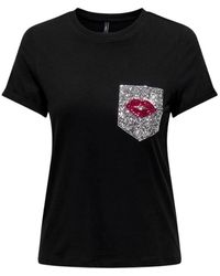 ONLY - Casual t-shirt mit tasche für frauen - Lyst