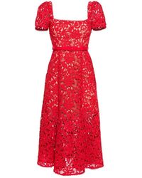 Self-Portrait - Rotes spitzenblumenkleid - Lyst