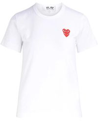 COMME DES GARÇONS PLAY - Weiße t-shirt mit überlappenden herzen - Lyst