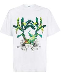 MSGM - Tops ,Wit ,Katoen Bedrukt Katoenen T-Shirt - Lyst