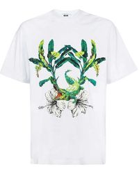 MSGM - Tops ,Wit ,Katoen Bedrukt Katoenen T-Shirt - Lyst