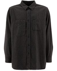 Engineered Garments - Graues Flanell-Arbeits Hemd Mit Französischem Kragen - Lyst