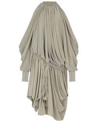 Balmain - Kleedjes ,Groen ,Gedrapeerde Zijden Crêpe Jurk - Lyst