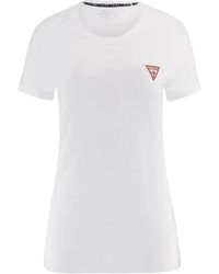 Guess - Tops ,Wit ,Katoen Mini Triangle Tee Katoenen T-Shirt - Lyst