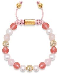 Nialaya - Beaded bracelet with pearl, rose quartz, cherry quartz and gold - Lyst