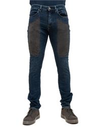 Jeckerson - Jeans slim fit 5 tasche con patch in alcantara® grigio - Lyst