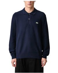 Lacoste - Truien & Vesten ,Blauw ,Katoen Klassieke Gebreide Polo - Lyst