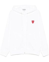 COMME DES GARÇONS PLAY - Weiße kapuzen-sweatshirt mit doppelherz-patch - Lyst