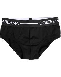Dolce & Gabbana - Ondergoed ,Zwart ,Katoen Zwarte Katoenen Stretch Regular Brief Ondergoed - Lyst