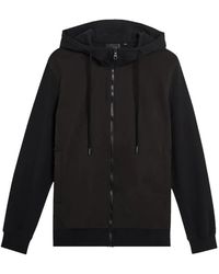 Lyle & Scott - Hoodies & Sweatvesten ,Zwart ,Katoen Softshell Hybrid Rits Hoodie - Lyst