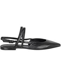 Pomme D'or - Schoenen ,Zwart ,Leer Zwarte Leren Slingback Platte Schoenen - Lyst