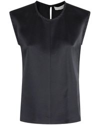 Tela - Overhemden ,Blauw Canvas Top Met Mouwen - Lyst