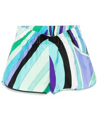 Emilio Pucci - Blau-Grüne Shorts Mit Elastischem Bund - Lyst