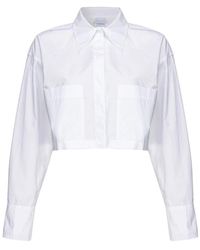 Pinko - Weißes popeline hemd mit gesticktem logo - Lyst