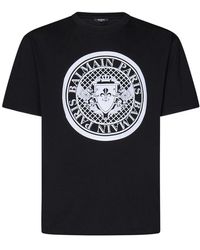 Balmain - Logo-Print Cotton T-Shirt - Lyst