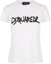 DSquared² - Camiseta de algodón blanco con cuello redondo - Lyst
