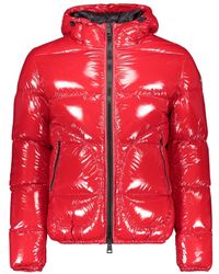 Herno - Jassen ,Rood ,Glanzende Donsjack Met Capuchon - Lyst