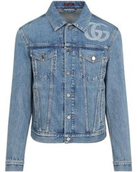 Gucci - Jassen ,Blauw ,Denim Lasered Double G Denim Jack - Lyst