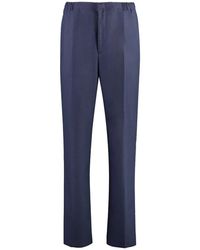 Fendi - Broeken ,Blauw ,Wol Wollen Broek Met Zakken - Lyst