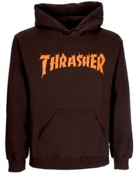 Thrasher - Hoodies & Sweatvesten ,Bruin ,Katoen Donkere Chocolade Hoodie Met Aangepast Logo - Lyst