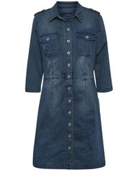 Cream - Kleedjes ,Blauw ,Denim Denim Uniform Jurk Met ¾ Mouwen - Lyst