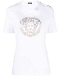 Versace - T-shirt e polo bianche con motivo medusa in rilievo a caldo - Lyst