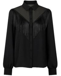 Naf Naf - Overhemden ,Zwart ,Polyester Elegante En Moderne Blouse Met Klassieke Kraag En Lange Mouwen - Lyst