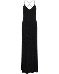 Roberto Cavalli - Zijden Maxi Jurk Met Monogram Rc - Lyst
