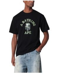 A Bathing Ape - Tops ,Zwart ,Katoen 1St Camo College Tee - Lyst