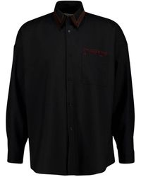 Marni - Overhemden ,Zwart ,Wol Wollen Overhemd Met Logodetail - Lyst
